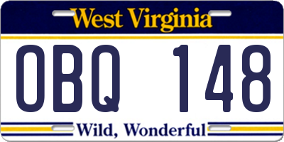 WV license plate OBQ148