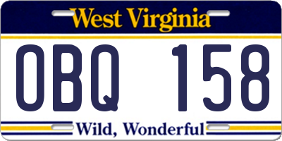 WV license plate OBQ158