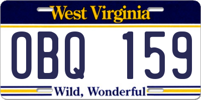 WV license plate OBQ159