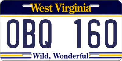 WV license plate OBQ160