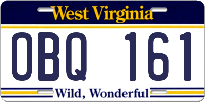 WV license plate OBQ161