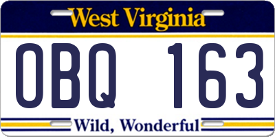 WV license plate OBQ163