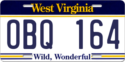 WV license plate OBQ164