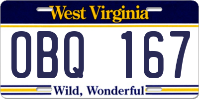 WV license plate OBQ167