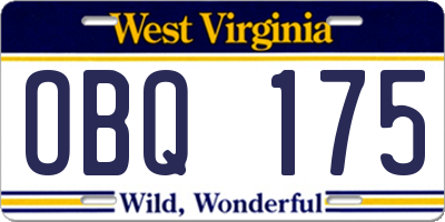WV license plate OBQ175