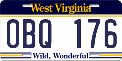 WV license plate OBQ176