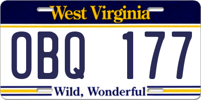 WV license plate OBQ177