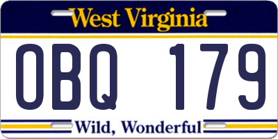 WV license plate OBQ179