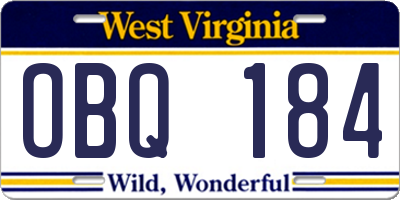 WV license plate OBQ184