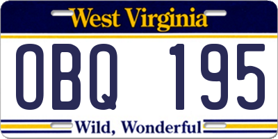 WV license plate OBQ195