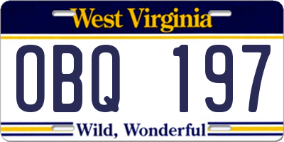 WV license plate OBQ197