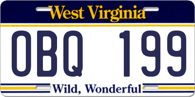 WV license plate OBQ199