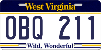 WV license plate OBQ211