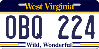 WV license plate OBQ224