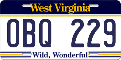 WV license plate OBQ229
