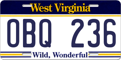 WV license plate OBQ236