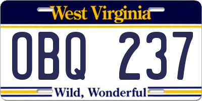 WV license plate OBQ237