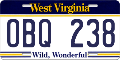 WV license plate OBQ238