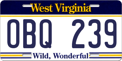 WV license plate OBQ239