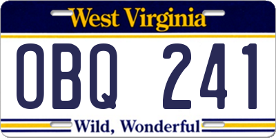 WV license plate OBQ241