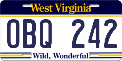 WV license plate OBQ242