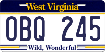 WV license plate OBQ245