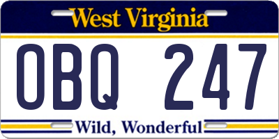 WV license plate OBQ247