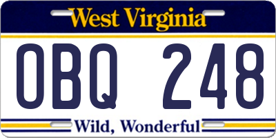 WV license plate OBQ248