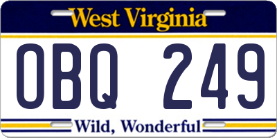 WV license plate OBQ249