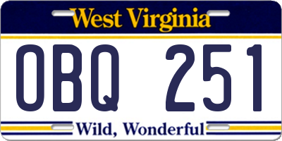WV license plate OBQ251