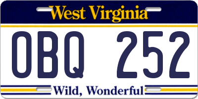WV license plate OBQ252