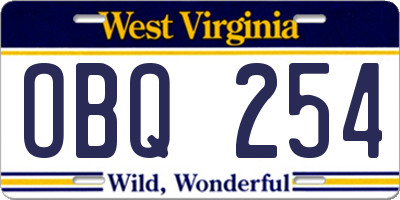 WV license plate OBQ254