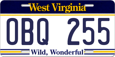 WV license plate OBQ255
