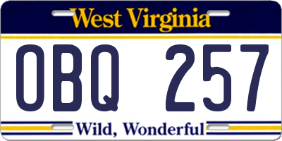 WV license plate OBQ257