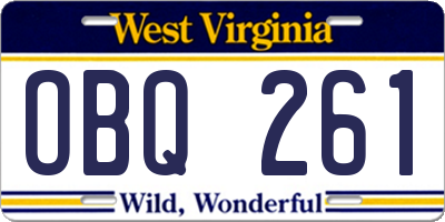 WV license plate OBQ261