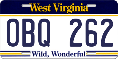 WV license plate OBQ262