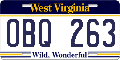 WV license plate OBQ263