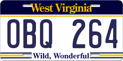 WV license plate OBQ264