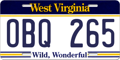 WV license plate OBQ265