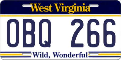 WV license plate OBQ266