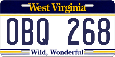 WV license plate OBQ268
