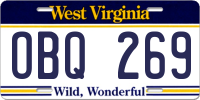WV license plate OBQ269
