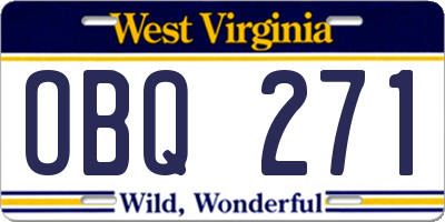 WV license plate OBQ271