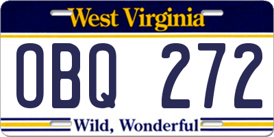WV license plate OBQ272