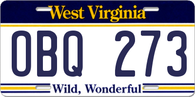 WV license plate OBQ273