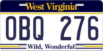 WV license plate OBQ276