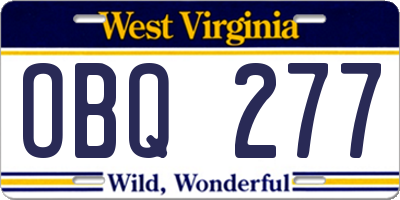 WV license plate OBQ277