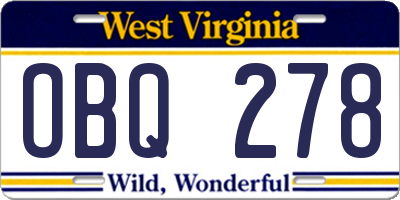 WV license plate OBQ278