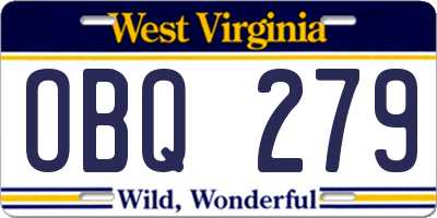 WV license plate OBQ279