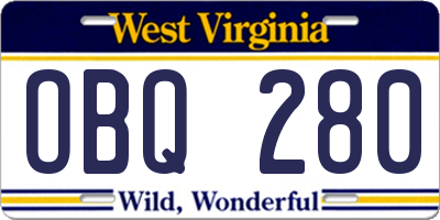 WV license plate OBQ280